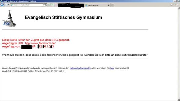 Das kommt wenn ich auf Facebook gehe - (Schule, Facebook, Webfilter)