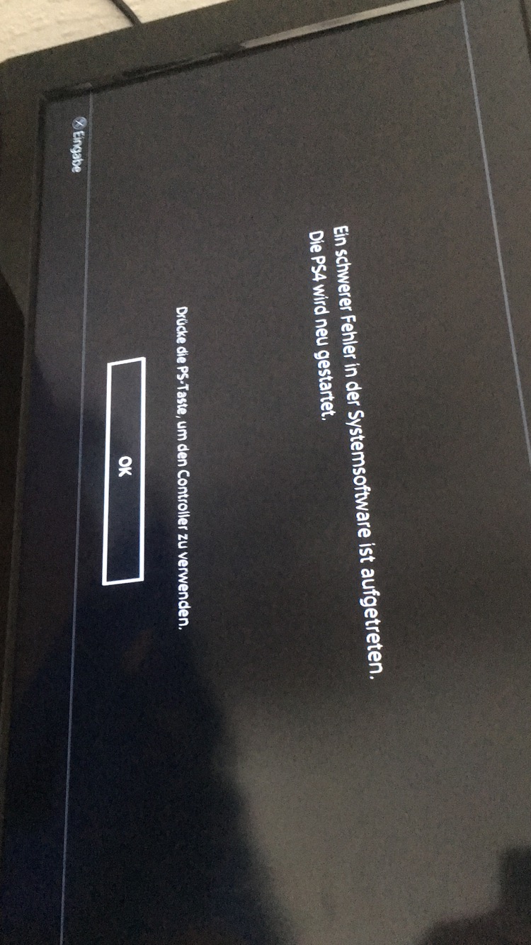 Schwerer fehler in der systemsoftware? (Computer, zocken, Playstation 4)