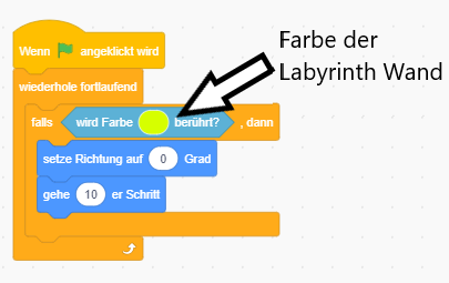 Scratch Objekt das von Labyrinth Wand abtstoßt? (Computer, Technik, Spiele und Gaming)