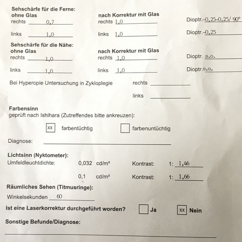 Sehtest Sind Diese Werte Im Rahmen Polizei Bewerbung Augen