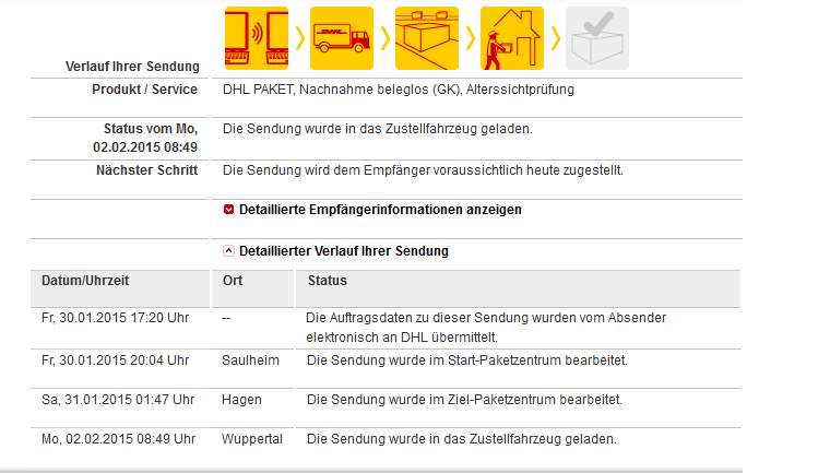 Die Sendung Wird Für Die Verladung Ins Zustellfahrzeug Vorbereitet