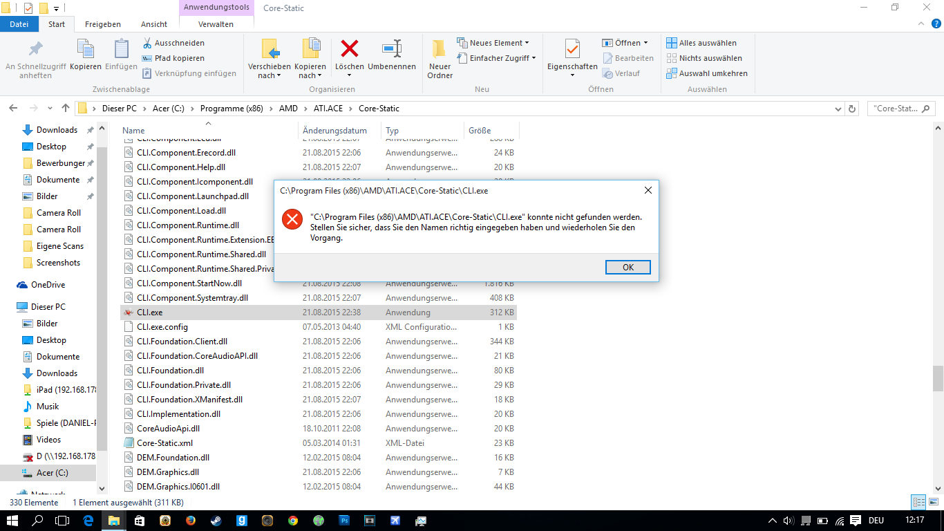 Seit Update auf Windows 10 können Dateien "nicht gefunden" werden