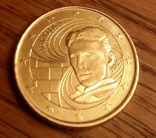 50 Cent Hrvatska Nikola Tesla, 2023, Sammlermünze, Kroatien 50 Cent Hrvatska Nikola Tesla, 2023, Sammlermünze, Kroatien