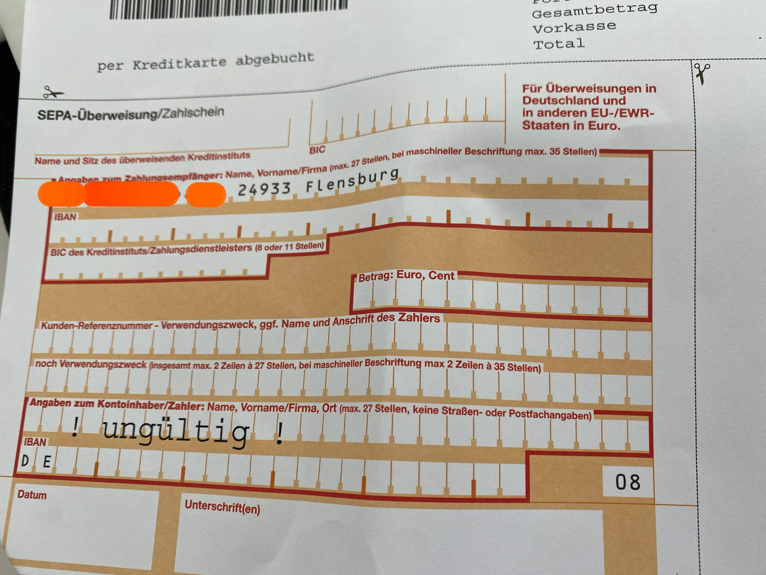 SEPA Überweisung ungültig? (Bank, Rechnung, Klarna) SEPA Überweisung ungültig? (Bank, Rechnung, Klarna)