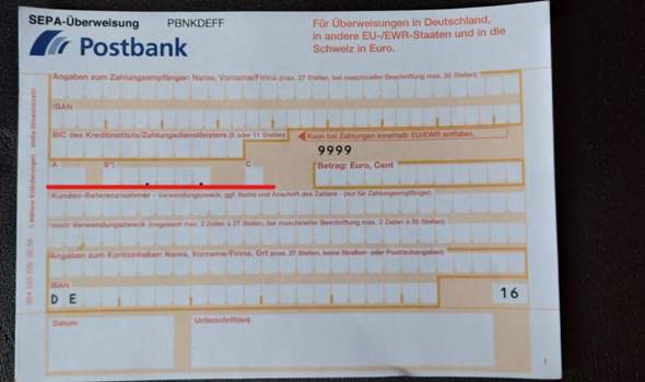 Sepa Uberweisungsformular Hilfestellung Bank