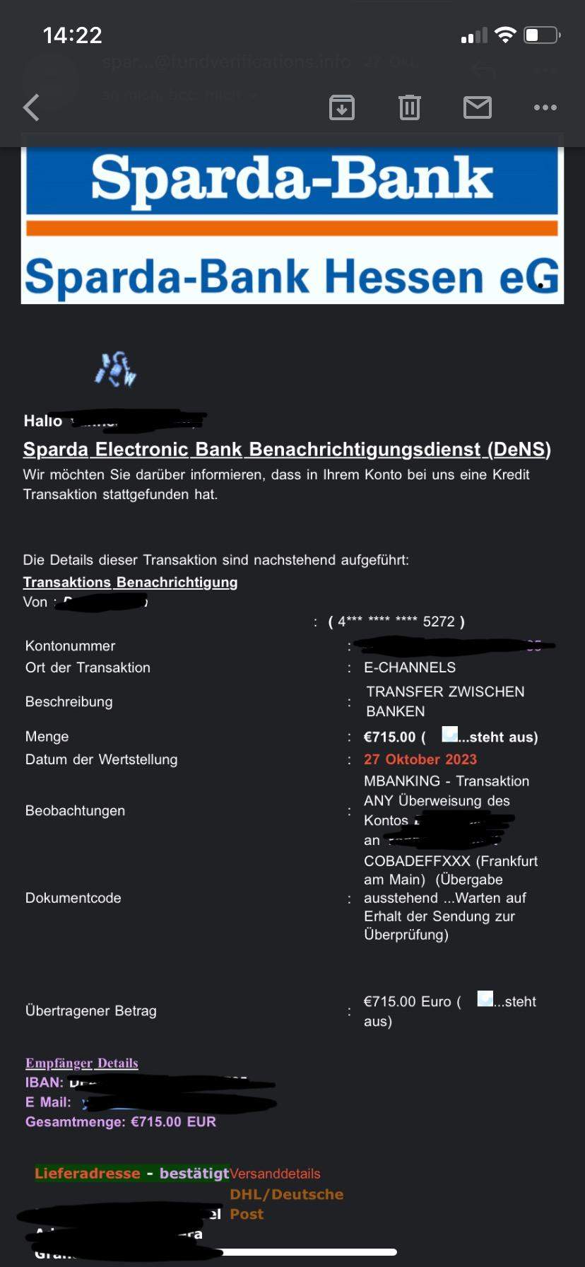 Seriöse E-Mail? (Bank, eBay, Post)