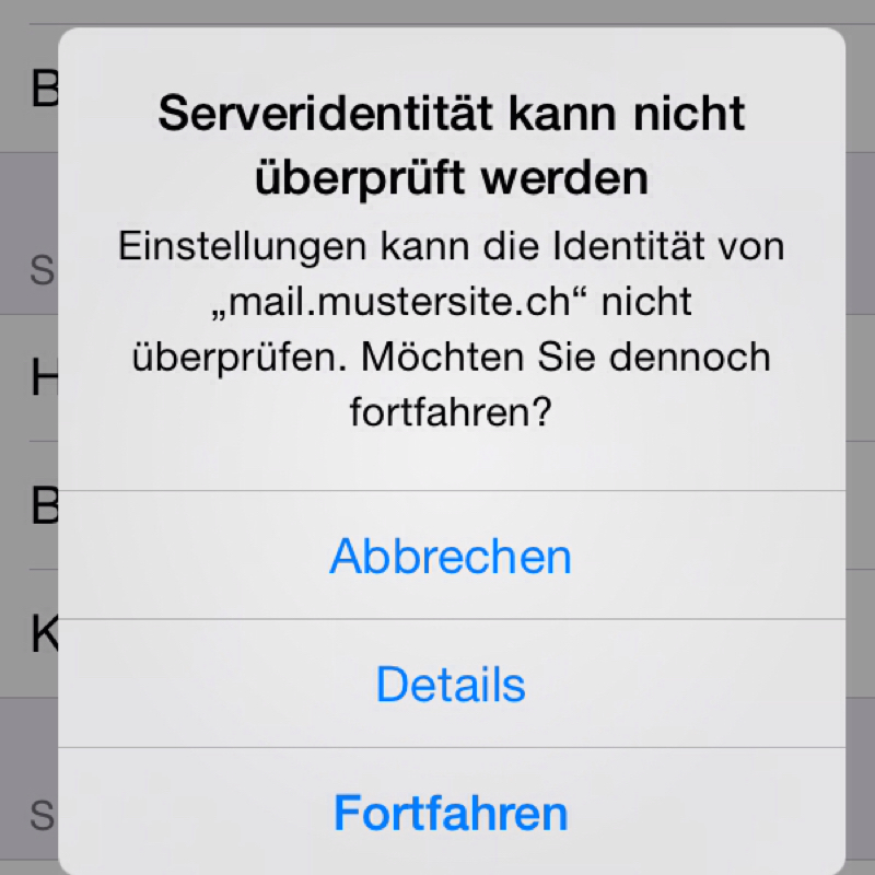 Serveridentität kann nicht überprüft werden Iphone (Apple, Server, 5c)