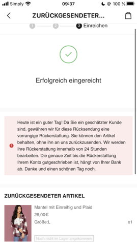 Shein Bestellung Rucksendung Online Shop