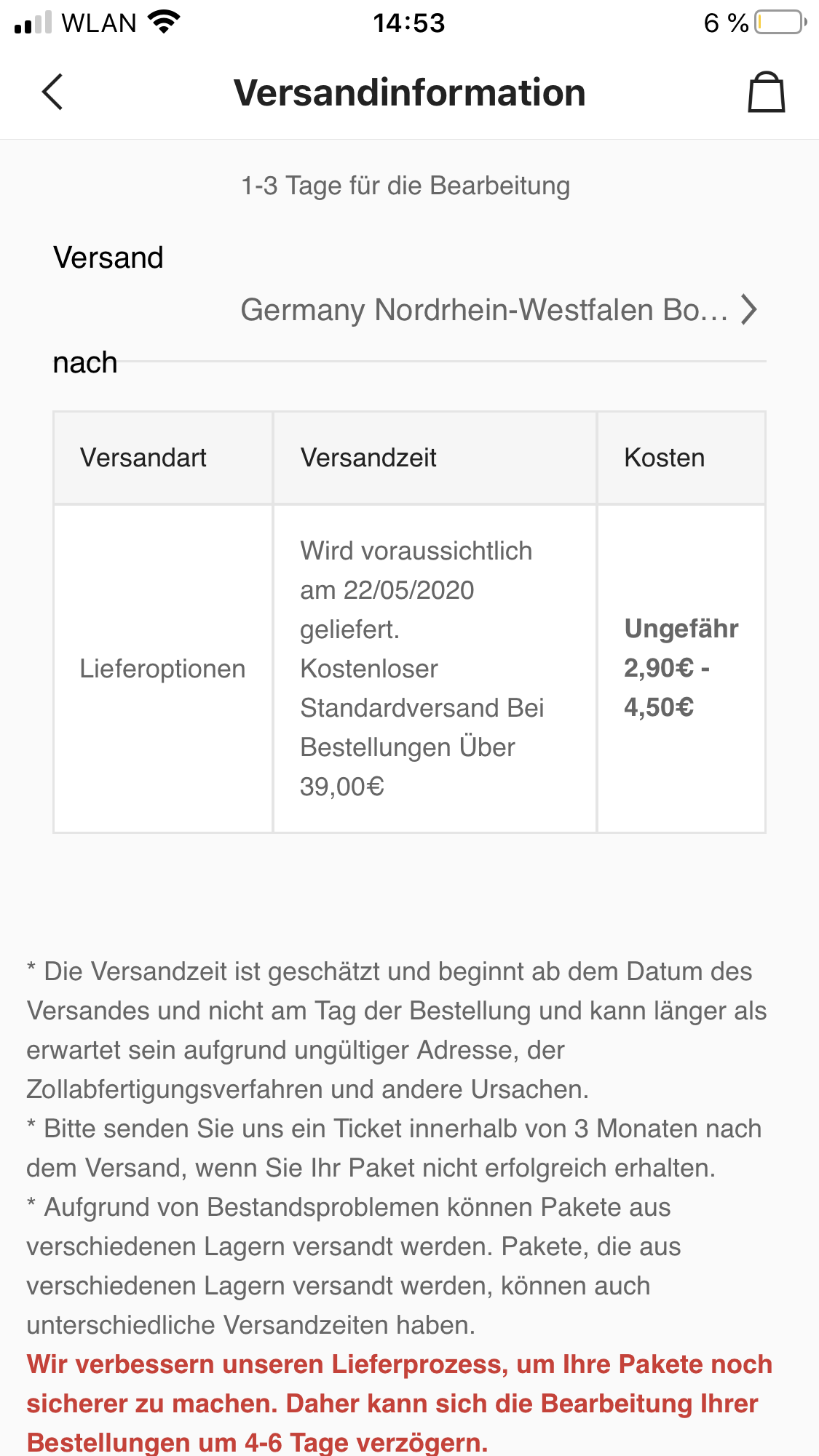 SHEIN Bestellung und Wartezeit?