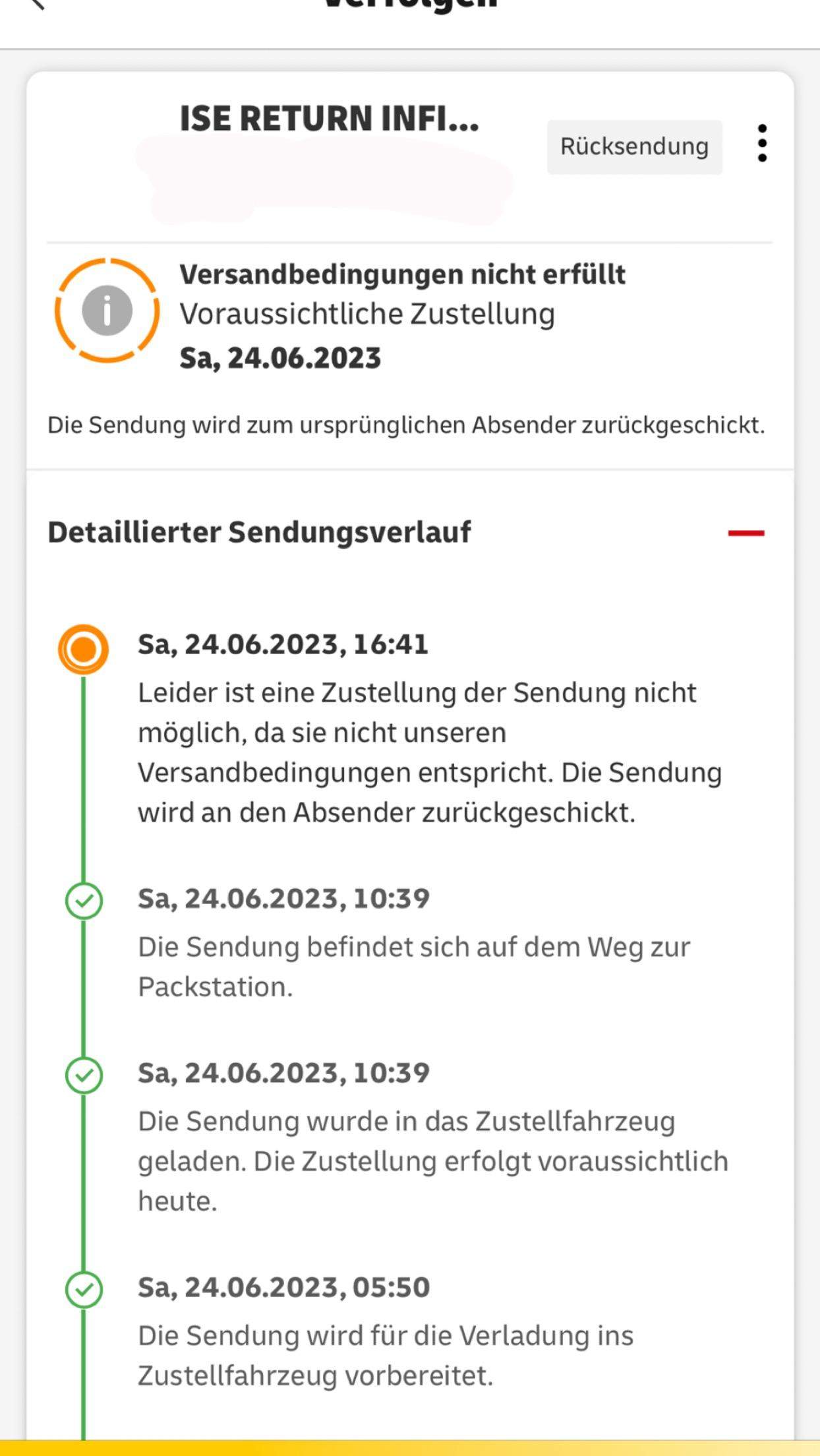Shein Zuszellung der Sendnung nicht möglich? (Kleidung, Post, Versand)