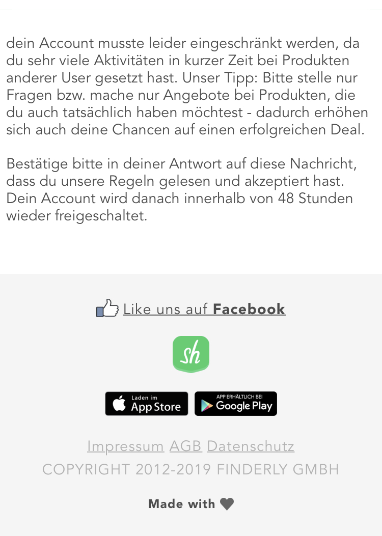 Shpock Eingeschrankt E Mail Erhalten Was Tun Computer
