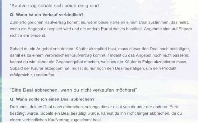 Shpock Kaufvertrag Abbrechen Privatkauf