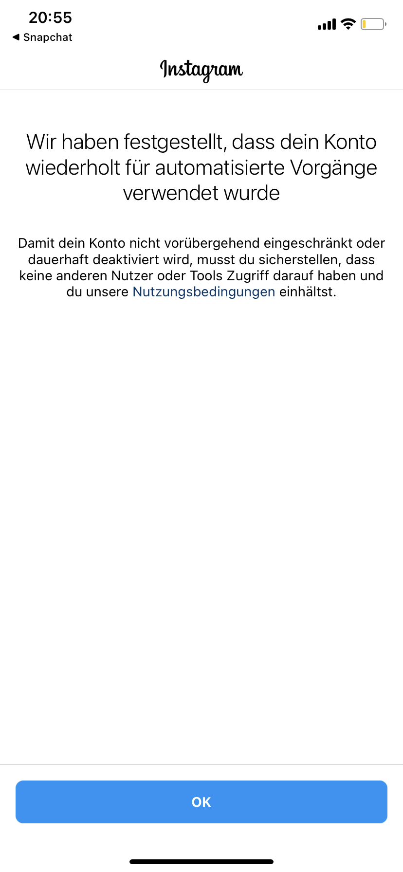 Sicherheits Meldung insta? (Handy, Instagram)