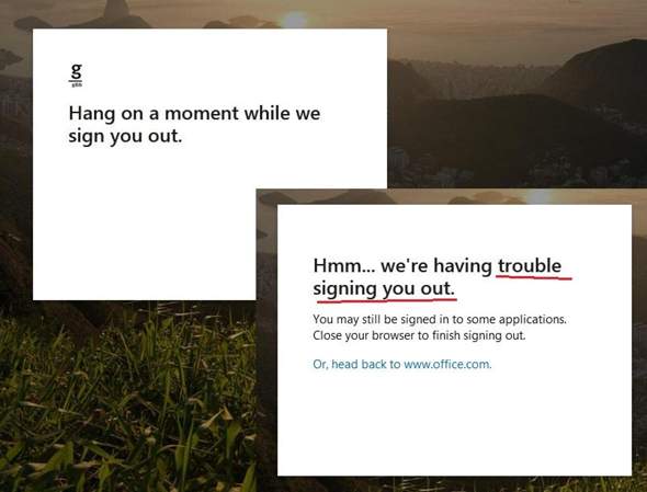 Sign out nicht möglich bei office365, was soll das?