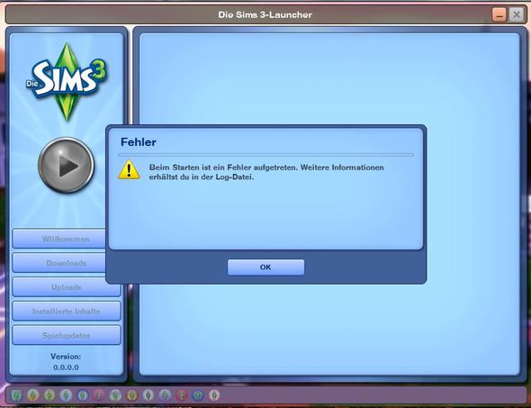 Fehlermeldung - (Sims 3, Fehlermeldung, Launcher)