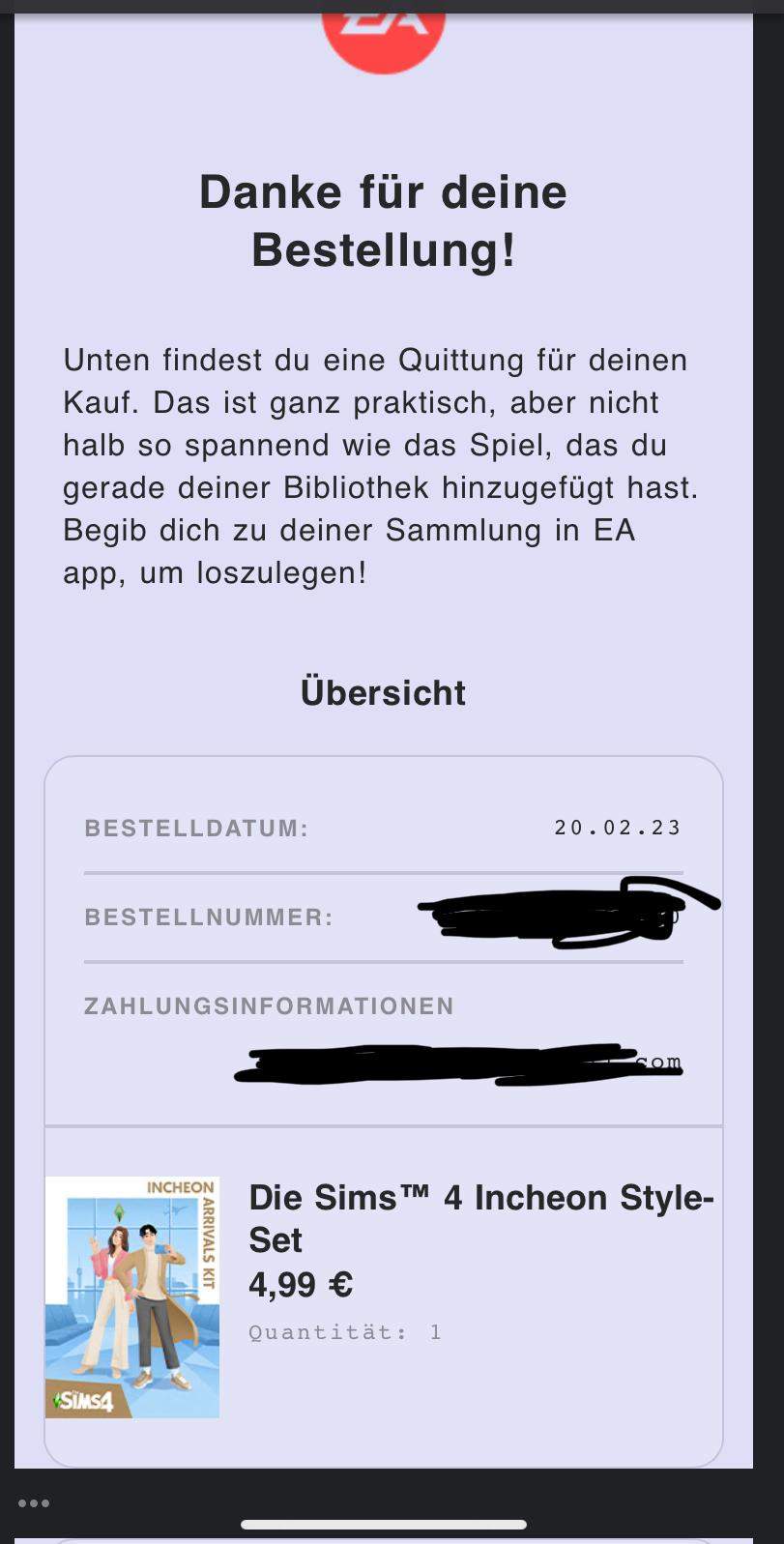 Sims 4 erweiterungspaket gekauft wird aber nicht angezeigt und Geld weg