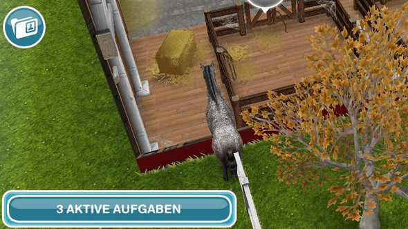 Das Pferd steckt zwischen Wand und Zaun fest  - (Bug, Die Sims FreePlay)