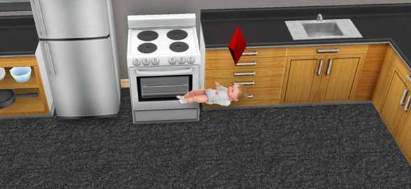 Sims FreePlay Baby schwebt in der Luft?
