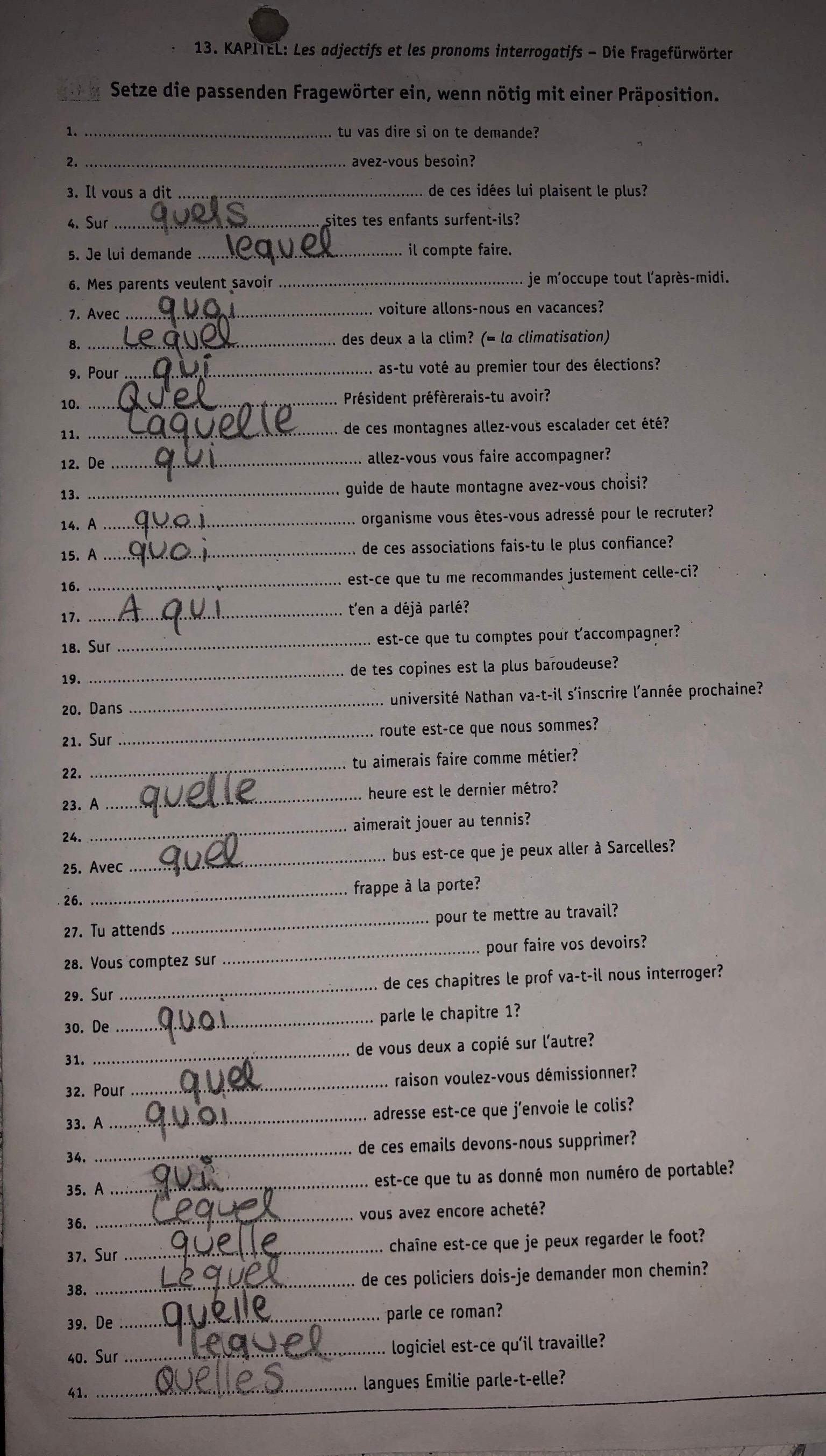 Sind Die Frageworter Richtig Franzosisch Grammatik Sprache