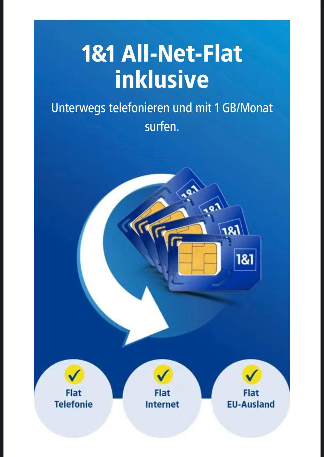 Sind die im DSL-Internet dazubuchbaren 1&1 All Net Flat 1GB im 4G Netz ...