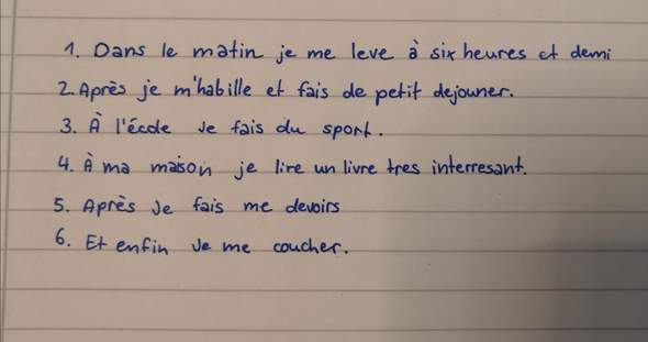 Sind die Sätze die ich auf Französisch geschrieben habe fehlerfrei?