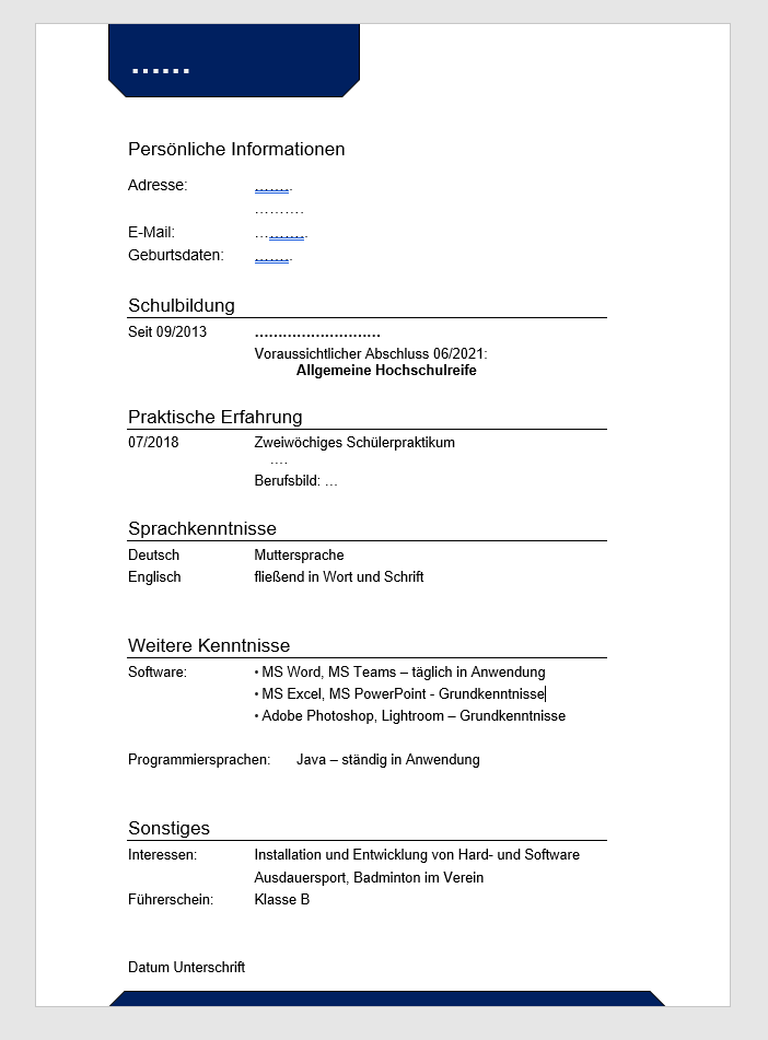 Sind Diese Angaben Im Lebenslauf So Ausreichend Dual Std Schule Ausbildung Und Studium Bewerbung