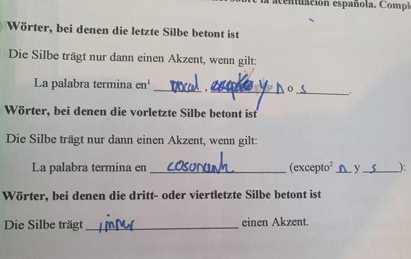 Sind Diese Regeln Zur Spanischen Akzentsetzung Richtig Schule Sprache Spanisch