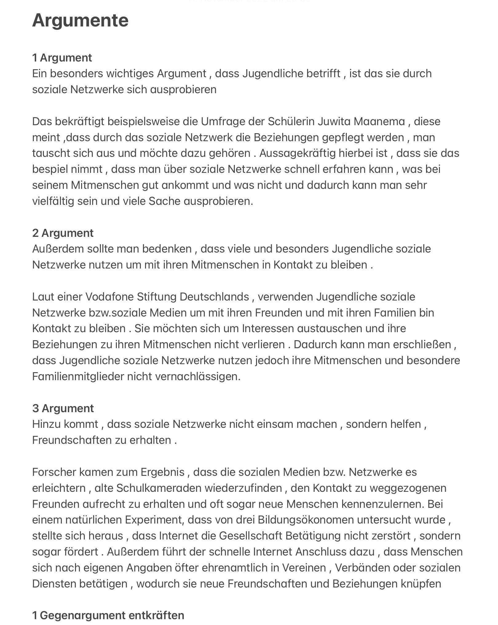 Argumentation 8. Klasse Gymnasium Musterlösung