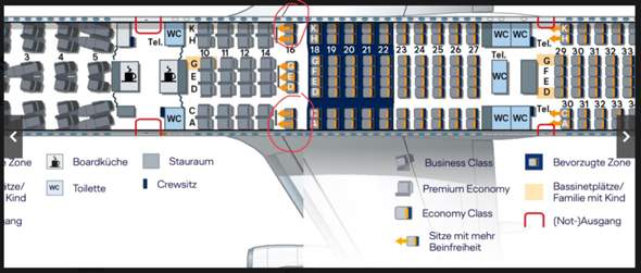 Sitz mit mehr Beinfreiheit Lufthansa Airbus 340-300 das Geld wert?