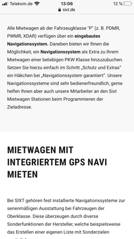 Sixt Mietwagen Inklusive Navigationssystem Auto Auto Und Motorrad Autovermietung