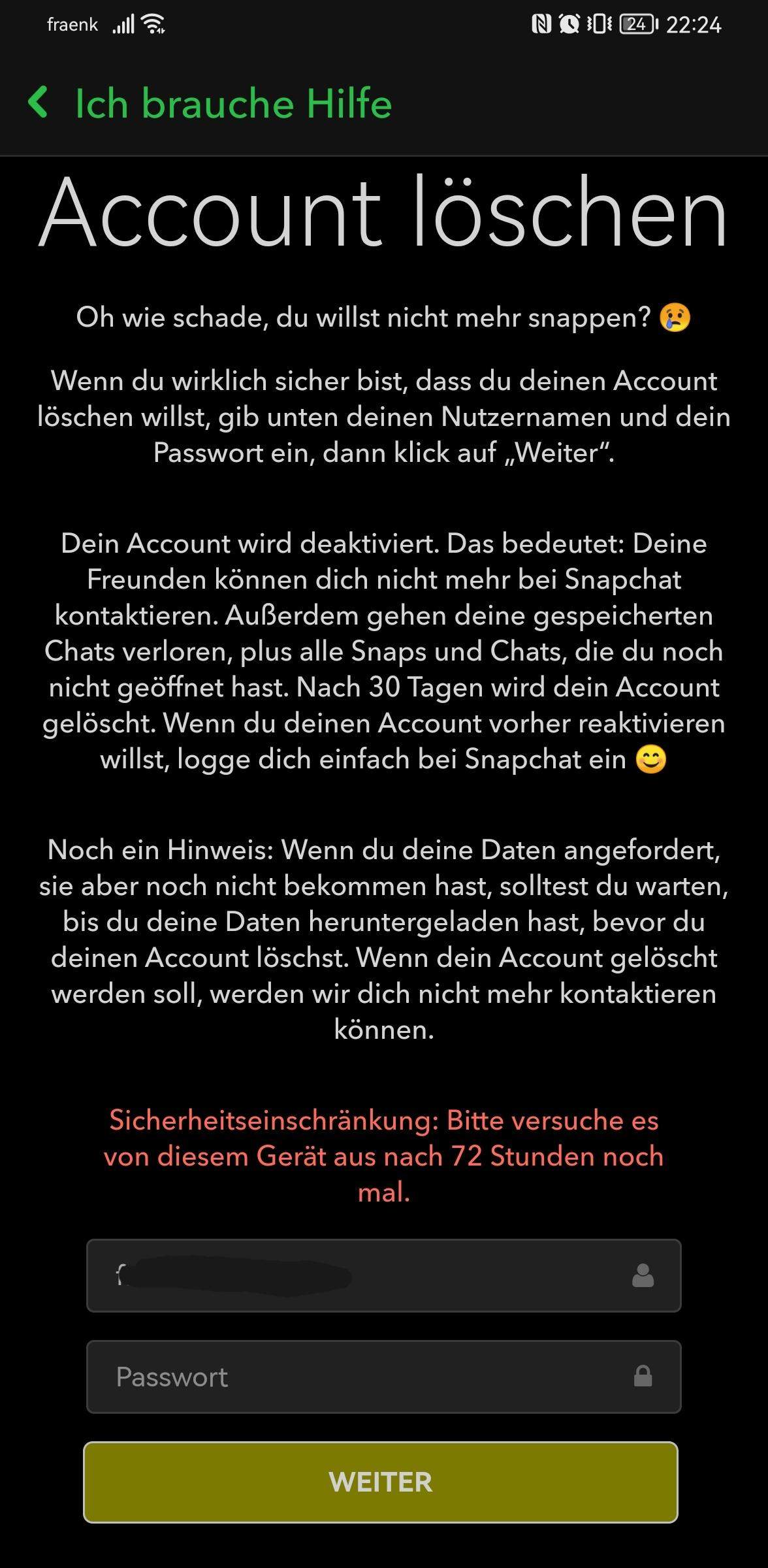 Snapchat Account löschen geht nicht was kann ich machen? (Konto)