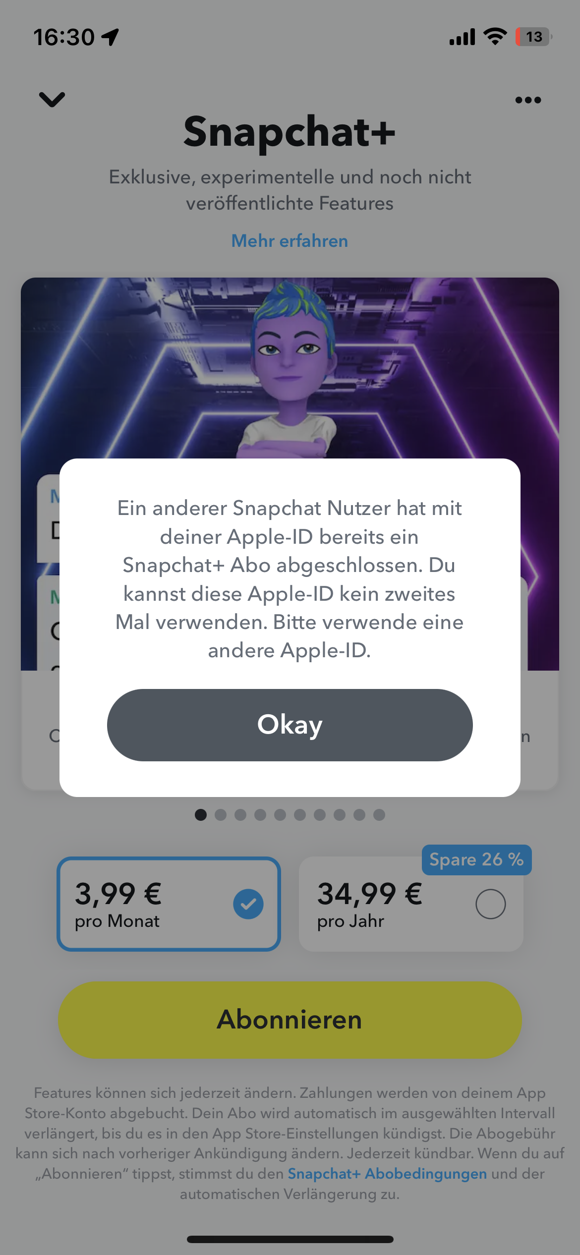 snapchat plus geht nicht?
