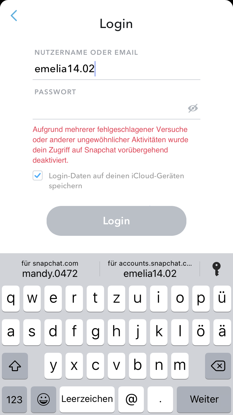 Snapchat Zugriff vorübergehend gesperrt?
