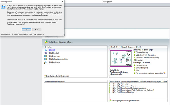 Fehlermeldung - (Windows 10, 3d programm, Solid Edge ST4)