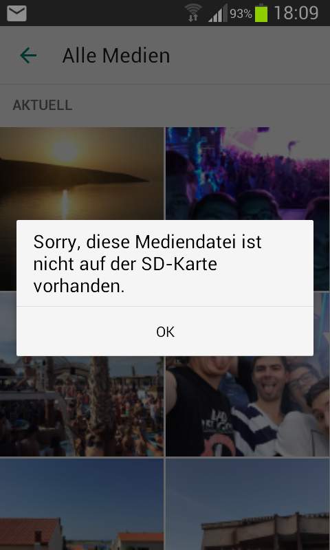 "Sorry, diese Mediendatei ist nicht auf der SD-Karte vorhanden "Sorry, diese Mediendatei ist nicht auf der SD-Karte vorhanden