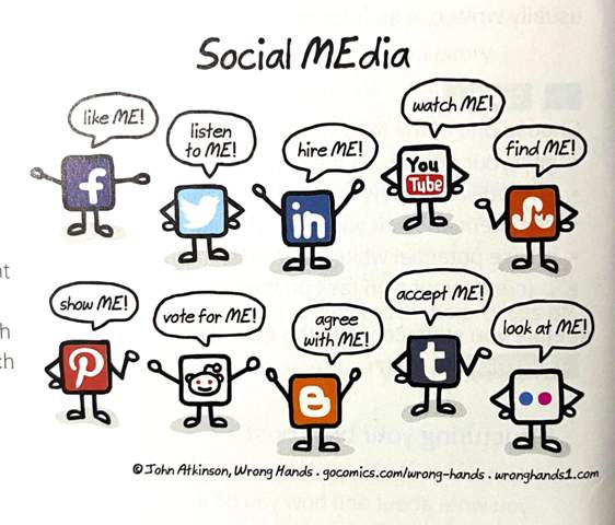 Soziale Medien/Social Media Cartoon beschreiben? (Internet, Facebook