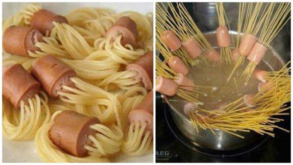 Spaghetti mit Würstchen kochen?