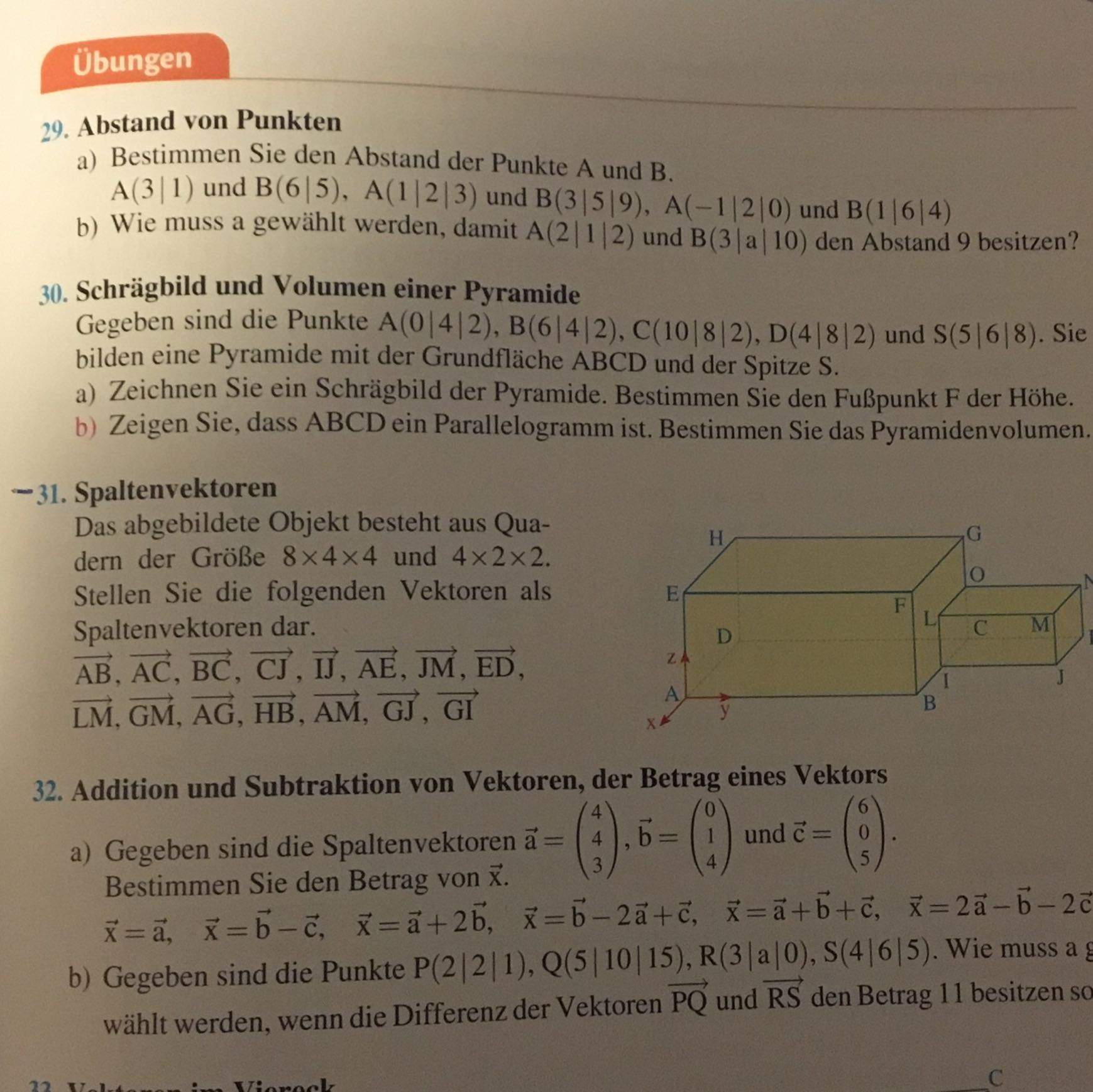 Spaltenvektoren stellen? (Schule, Mathematik, Hausaufgaben)