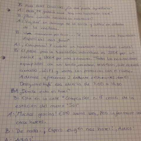 Spanisch Rollenspiele Hausaufgabe - (Sommer, Hotel, spanisch)
