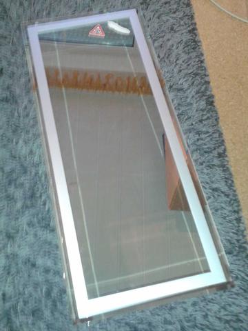 spiegelglas mit Metall kleben - Scharnier Spiegelschrank auf Spiegelglas  (Glasseite) 