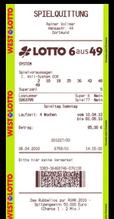 Lotto Quittung Lotto Quittung