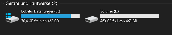 SSD Festplatte Volumen Fehler?