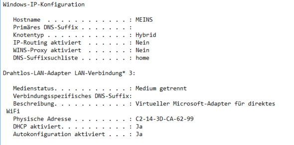 Erster Teil - (Internet, standardgateway)