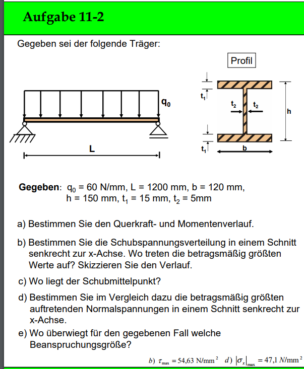 Statisches Moment bestimmen DoppelT-Träger.||MECHANIK II ? (Mathematik, Physik, Statik)