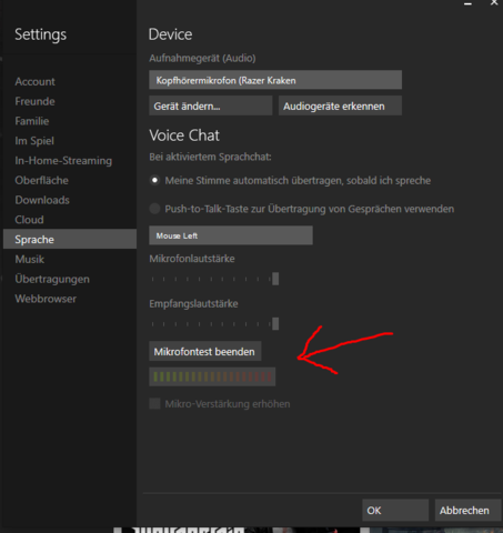 Mikrofon test Läuft ich rede aber nix, auch wenn ich Eingang Razer Surround... - (Steam, Headset, Razer Headset)