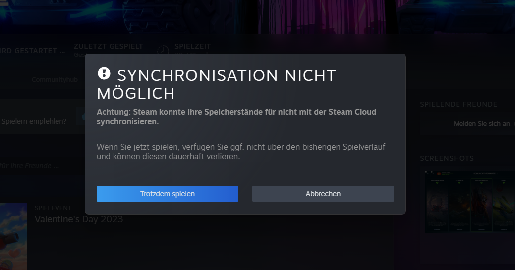 Steam Fehler? (Spiele und Gaming, Spiele, Synchronisation)