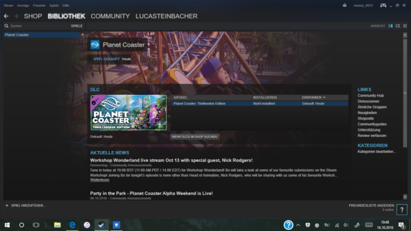 Steam Spiel starten ? (installieren, Planet Coaster)