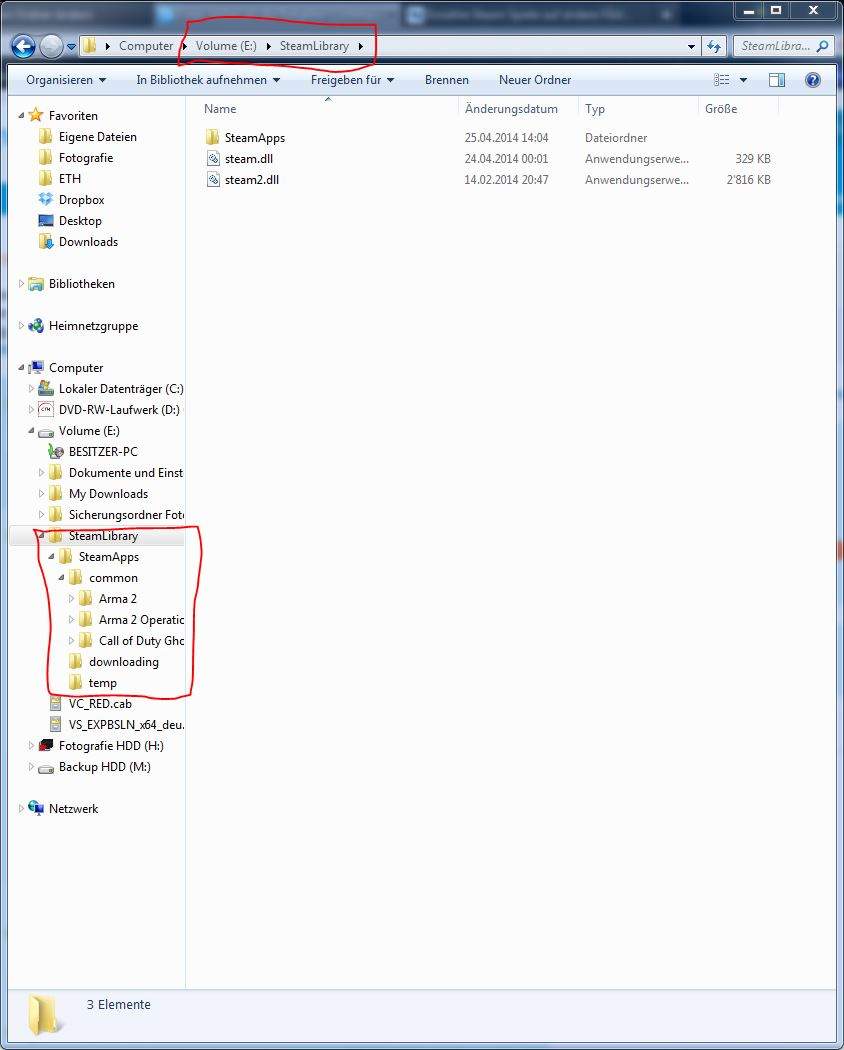 Steam Spiele verschieben, 2 Steam Ordner kombinieren (Computer, Games, Computerspiele)