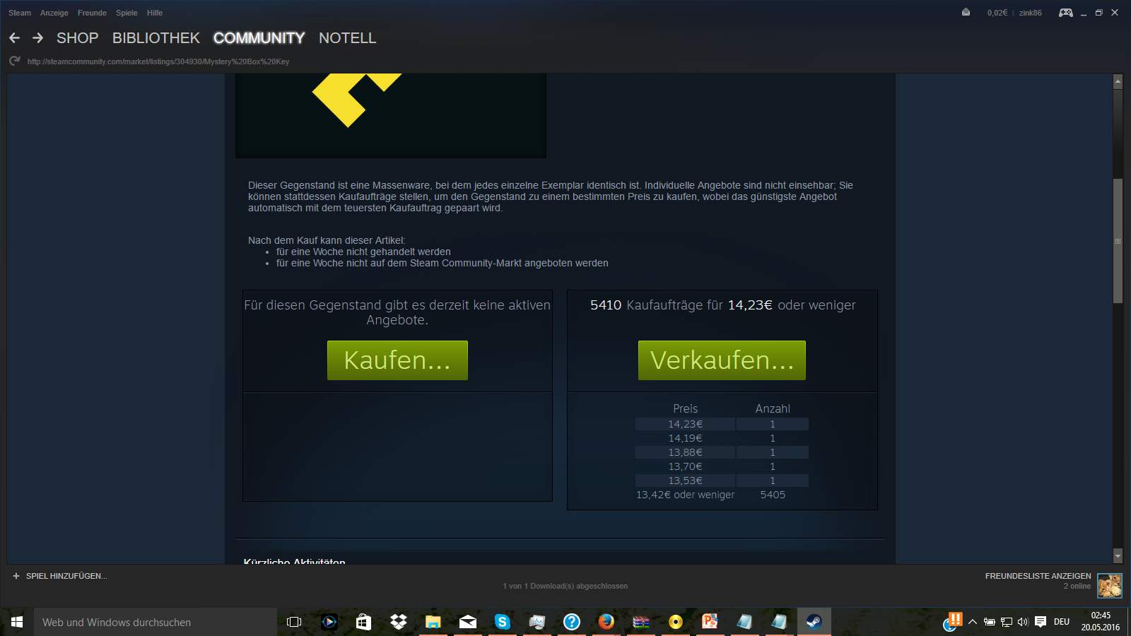 Steam/Unturned:Angeblich Marktfähiger Gegenstand kann nicht verkauft werden!?