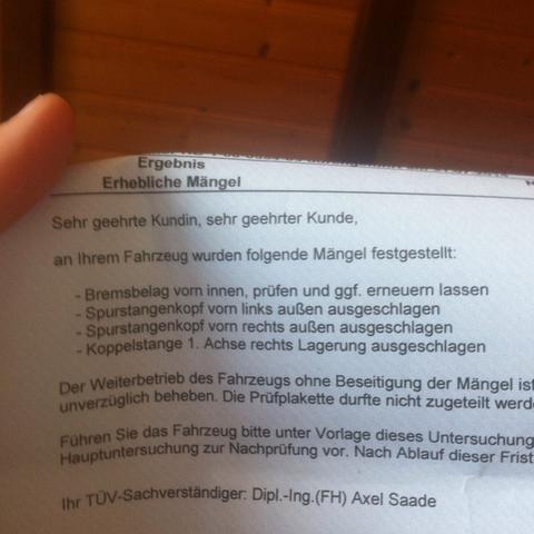 Hier das Urteil;) - (Reparatur, TÜV durchgefallen, Spurstangenkopf ausgeschlagen)